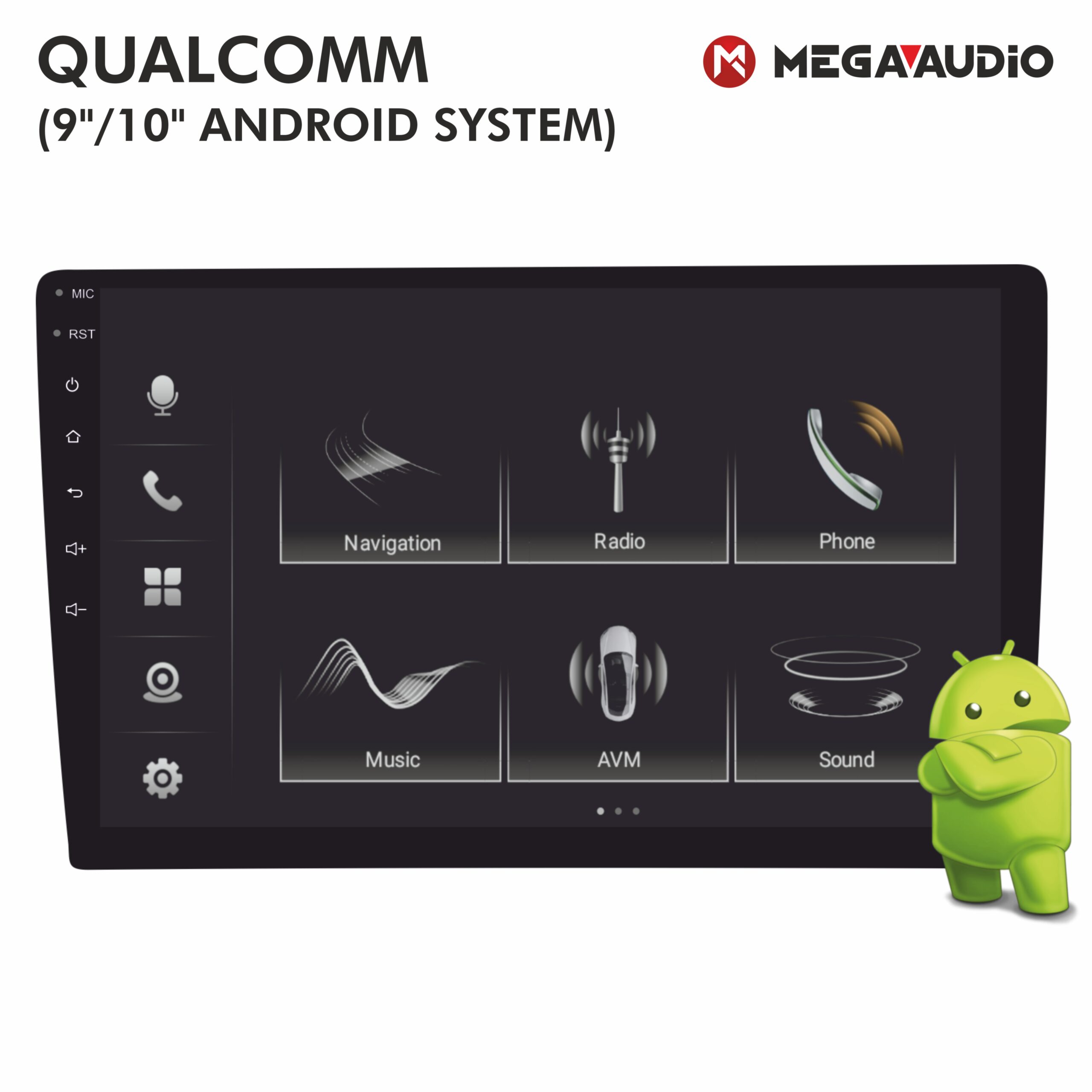 Mega Audio 9/10 Inches Universal Inches Advanced Android 11 System